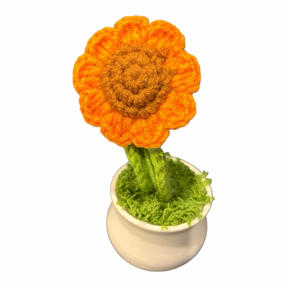 Handmade Crochet Sunflower in Pot‎